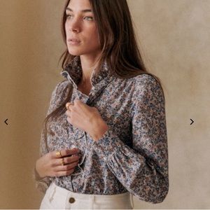 Sezane Chlo/Chloe Blouse Blooming Blue